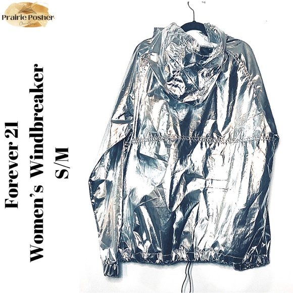 Forever 21, Windbreaker, Women’s Sm/M, Silver, NWOT, PrairieposherCA - Picture 2 of 3